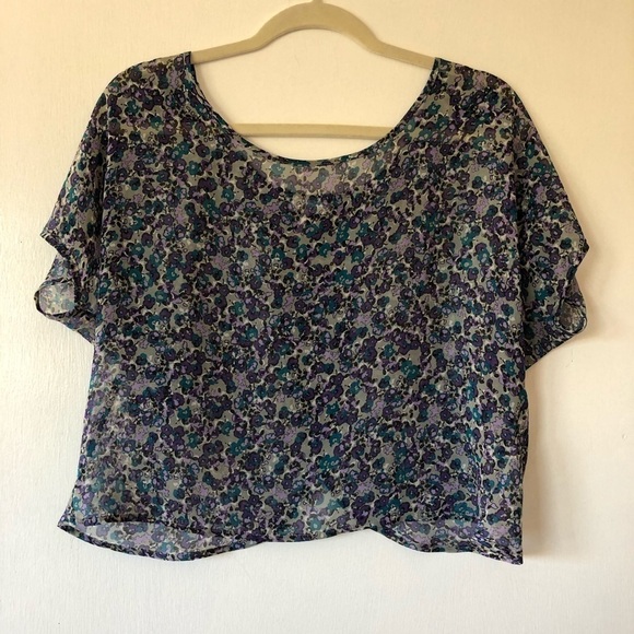 Pacsun Kirra Floral Semi Sheer Crop Top Top - Picture 1 of 3